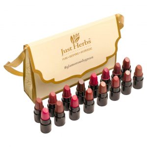 Just Herbs Ayurvedic Creamy Matte Lipstick, Suitable For All Indian Tones 38gm (Pack of 16)