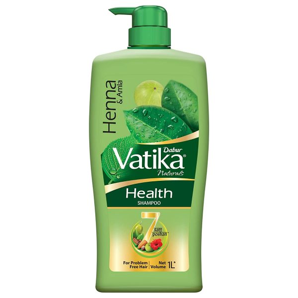 Dabur Vatika Health Shampoo, With Henna & Amla For Problem Free Hair, 1L