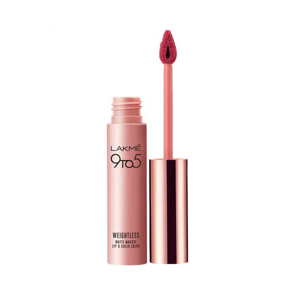Lakme 9 to 5 Weightless Mousse Lip and Cheek Color, Plum Feather, 9gm