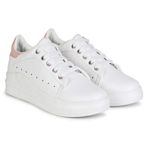 PrasKing Premium Stylish White Canvas Casual Sneaker Shoes for Women & Girl's