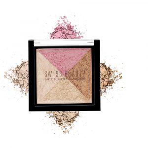Swiss Beauty Mini Baked Shimmer Blusher and Highlighter Palette, Multicolor 5 , 7gm