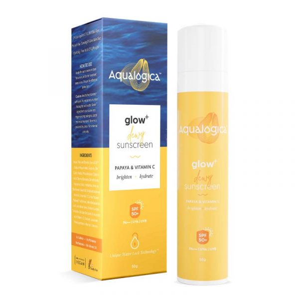 Aqualogica Glow+ Dewy Sunscreen SPF 50 PA+++ For UVA/B & Blue Light Protection, 50gm