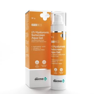 The Derma Co 1% Hyaluronic Sunscreen Aqua Ultra Light Gel with SPF 50 PA++++, 50gm